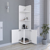 Malibu Freestanding Linen Cabinet, 2-Doors, Open Shelves -White B07092128