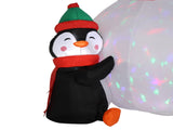 6ft With 3 Penguins, 4 Light Strings, 1 Colorful Rotating Light, Inflatable, Garden Snowman 50113357