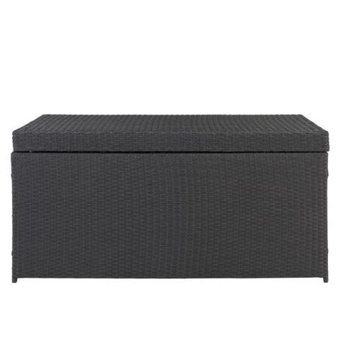 ZUN Simple And Practical Outdoor Ratton Deck Box Storage Box Black Four-Wire 73313888