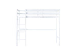 ZUN Twin High Loft Bed, Rubber Wood Loft Bed with Safety Guardrail, built-in desk, ladder,White W504P206979