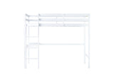 ZUN Twin High Loft Bed, Rubber Wood Loft Bed with Safety Guardrail, built-in desk, ladder,White W504P206979