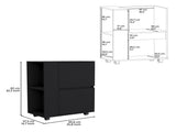 DEPOT E-SHOP Tully Bar Cart Two Pull-Down Door Cabinets and Two Open Shelves,Black B097P167410