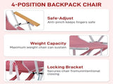 4-Position Adjustable Backpack Beach Chair, Foldable Rustproof Aluminum Frame Lounge Chair with 61130100