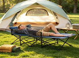 Navy No-Assembly Portable Toddler Camping Bed, Elevated Foldable Kids Sleepover Cot with Anti-Roll 43356636