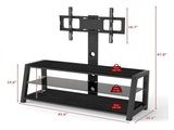 Wooden Storage TV Stand Black Tempered Glass Height Adjustable Universal Swivel Entertainment Center W241P300328
