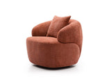 360&deg Swivel Mid Century Modern Curved Sofa, 1-Seat Cloud couch Boucle sofa Fabric Couch, Orange W876P199948