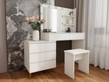 LED Lighted Makeup Vanity Table with Mirror - White Beauty Station with Storage Drawers, Matching W2139P306365