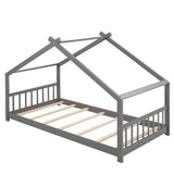 Twin Size House Bed Wood Bed, Gray WF282521AAE