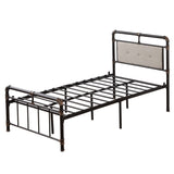 Single-Layer Bed Head and Soft Pull Button Bed End Standpipe Water Pipe Bed Twin Black Gold-Painted 29584293