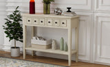 TREXM Rustic Console Table with Open Shelf, Rubber Wood Legs, Ideal for Entryways, Living Rooms, and N715P205077E