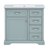 36" Bathroom Vanity Set with Ceramic Undermount Sink, 2 Tip-Out Drawers & Soft-Close Hinges, Modern W2896P318471