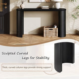 Mirod Vintage Console Table with Beaded Trim and Reversible Curved Legs, Natural Wood Veneer Finish N760P286010B