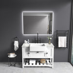 ZUN 48x36 Inch LED Backlit Bathroom Mirror with Metal Frame, Wall Mounted Vanity Mirror with Smart Touch 95902060