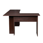 ZUN L-Shaped Wood Right-angle Computer Desk with Two-layer Bookshelves Dark Brown 28876635