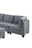 Living Room Furniture Tufted Corner Wedge Grey Linen Like Fabric 1pc Cushion Nail heads Wedge Sofa B011119654