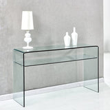 ZUN Glass Console Table, Transparent Tempered Glass Console Table with Rounded Edges Desks, Sofa Table W1718P233386