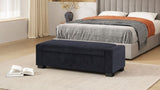 50" Ottoman Bench in Textured Fabric, Rectangular Design with Hinged Lid for Seating, Footrest, and 74862.00DBLUTEX