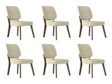 Dellers Mid-Century Modern Upholstered Dining Chairs in Oatmeal with Dark Brown Solid Wood Legs B127P495084
