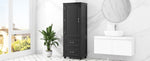 ZUN Tall Bathroom Storage Cabinet, Freestanding Storage Cabinet with Two Drawers and Adjustable Shelf, 48632964