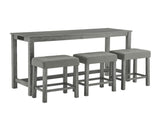 59 Inch Bar, Dining, Sofa with Power Outlet, 3 Upholstered Stools, 4 Piece Bar 81873014