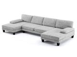 U-Shaped Sectional Sofa with 2 Short Chaise Lounges, 4 Seater Indoor Chenille Fabric Combination 30997192