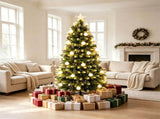 5 FT Pre-Lit Artificial Christmas Tree with 8 Lighting Modes, Frosted PE PVC Fir Tree, Warm LED & 58478620