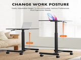 Mobile Standing Desk Adjustable Height Laptop Desk with Lockable Wheels, Black 92306157