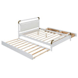 Queen Size Wooden Storage Platform Bed, with 2 Big Drawers, T-XL Size Trundle, White 32072056