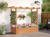 43.5*17.5*44.5 In Fir With Arched Lattice Raised Garden Bed Wooden Planting Frame Teak Color 39513939