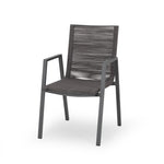 ZUN Outdoor Modern Aluminum Dining Chair with Rope Seat , Gray and Dark Gray 64679.00GRY