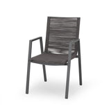 ZUN Outdoor Modern Aluminum Dining Chair with Rope Seat , Gray and Dark Gray 64679.00GRY