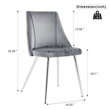 Modern Grey Velvet Dining Chairs , Fabric Accent Upholstered Chairs Side Chair with chrome Legs for W210127132