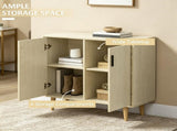 Natural Wood Sideboard Buffet Cabinet with Double Doors Adjustable Shelves And Wood Legs for Kitchen 52448874