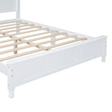 Queen Size Wood Platform Bed Frame,Retro Style Platform Bed with Wooden Slat Support,White WF308185AAK