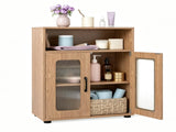 Natural Modern Engineered Wood Bathroom with Open Compartment, Anti-Toppling Tall Storage 43957828
