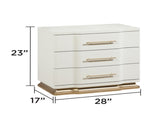 Lexington 3-Drawer Nightstand in Beige with Textured Finish and Gold Finish Handles B009P450613