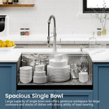 Stainless Steel Kitchen Sink, 30x19 Single Bowl, Undermount Handmade Sink in Brushed, with Cutting T3177P296194