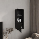 ZUN Wall Cabinet 43.3" H, with 1 Door and 3 Shelves, Black B097P250868