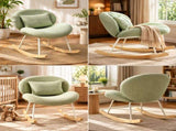 25.59"W x 33.66"D x 29.53"H Indoor Teddy Fabric Rocking Chair, Soft Fluffy Lounge Rocker with White 02558907
