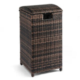 Wicker Patio Trash Bin, 33 Gallon Rattan Trash Can with Lid for Porch Backyard Deck Patio Poolside, 78050334