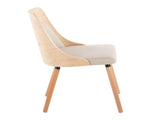 Mid-Century Modern Chair in Natural Wood and Cream Fabric B202P223416