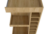Natural Oak Corner Bar Cabinet with Wine Rack and Open Shelf B062P290259