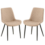 ZUN Beige Leathaire Dining Chairs Set of 2,Mid-Century Modern Leathaire Chairs Kitchen Living Room W1164P225827