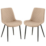 ZUN Beige Leathaire Dining Chairs Set of 2,Mid-Century Modern Leathaire Chairs Kitchen Living Room W1164P225827