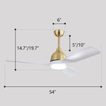 ZUN 54 Inch Modern ABS Ceiling Fan 6 Speed Remote Control Dimmable Reversible DC Motor With Light and 79193518