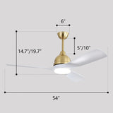 ZUN 54 Inch Modern ABS Ceiling Fan 6 Speed Remote Control Dimmable Reversible DC Motor With Light and 79193518