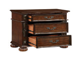 Classic Traditional Nightstand of 3 Drawers Cherry Finish Carving Wooden Bedroom Furniture 1pc B011P168484