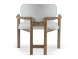 Dining Chairs Set of 2 Upholstered Arm Chairs, Rubber Wood Accent Chairs White Fabric Seating, 300 N779P233060W