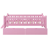 Wood Twin Size Platform Bed with Guardrail and 2 Drawers, Pink 58316824