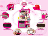 Pink Kids Corner Play Kitchen with Realistic Sounds, Lights & Steam, 95PCS Accessories Pretend 50729014